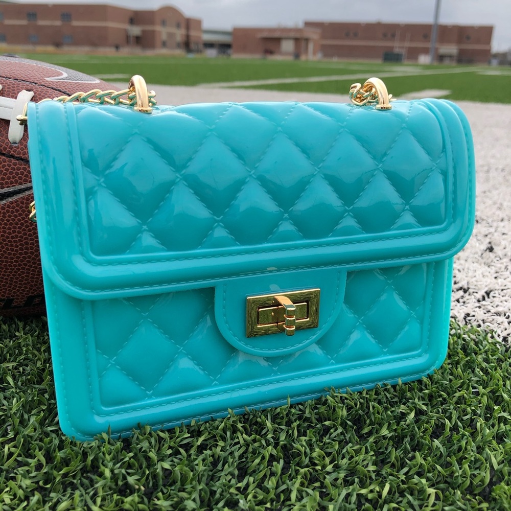 Turq Cross Body Adjustable Chain Jelly Hand Bag